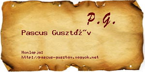 Pascus Gusztáv névjegykártya